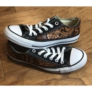Converse All Star Hand Tooled Leather Detailed shoes Size 6 Men's or Size 8 Wome